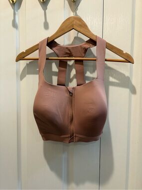 all in motion Dusty Mauve Front-Zip Sports Bra